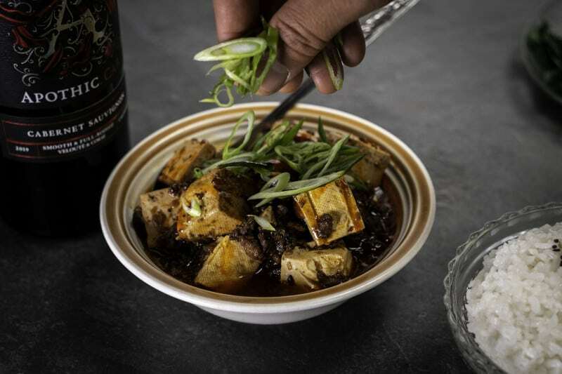 Mapo tofu serving